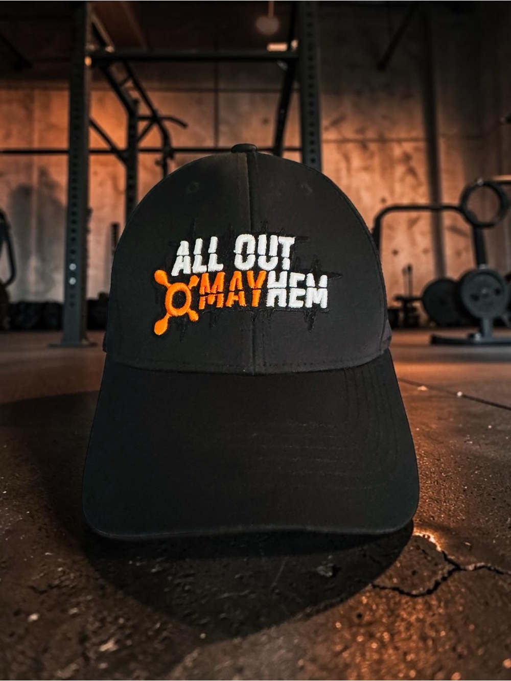 Orange Theory Fitness Black Baseball Cap Mesh Hat All Out Mayhem Adjustable EUC